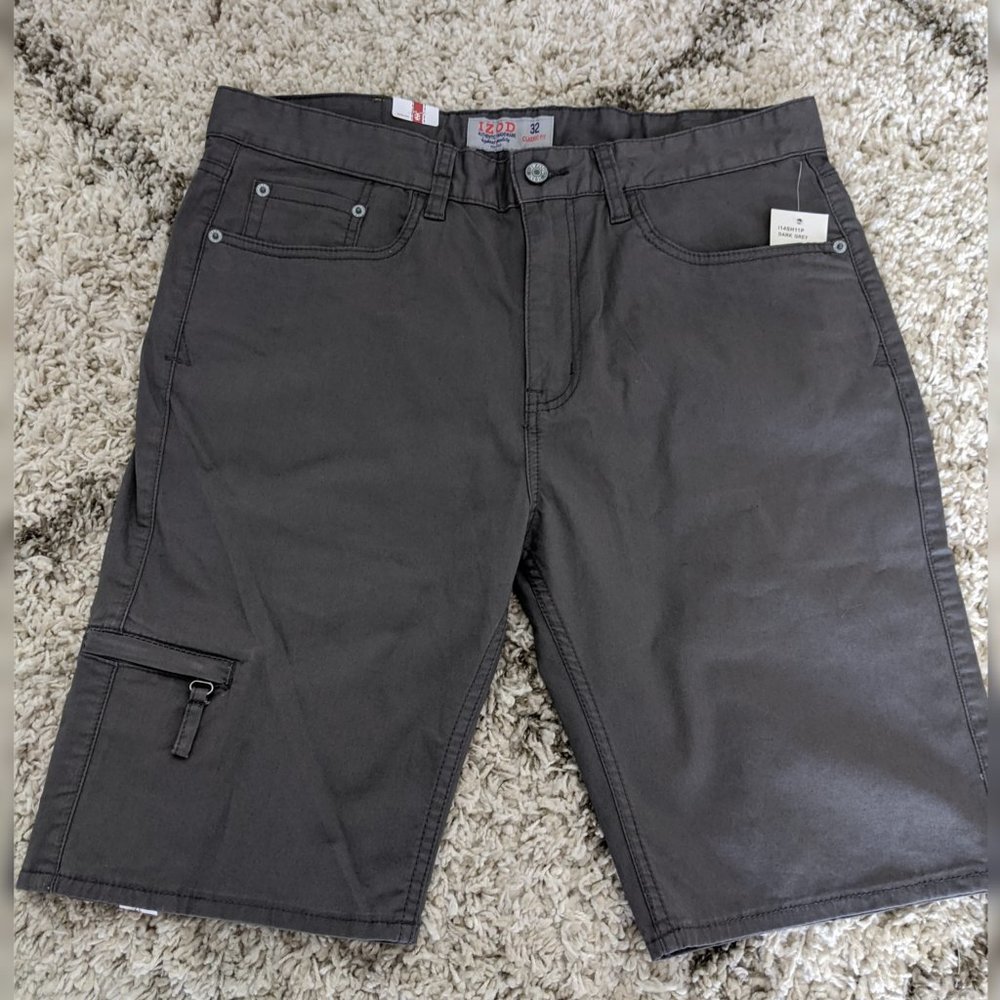 IZOD Men's Classic fit Cargo Short, Gray